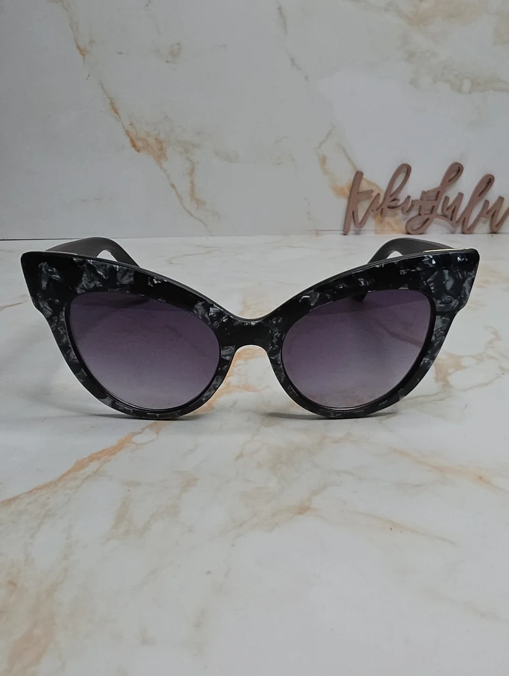 Free People Cosmopolitan Marble Black Cat-Eye Sunglasses
